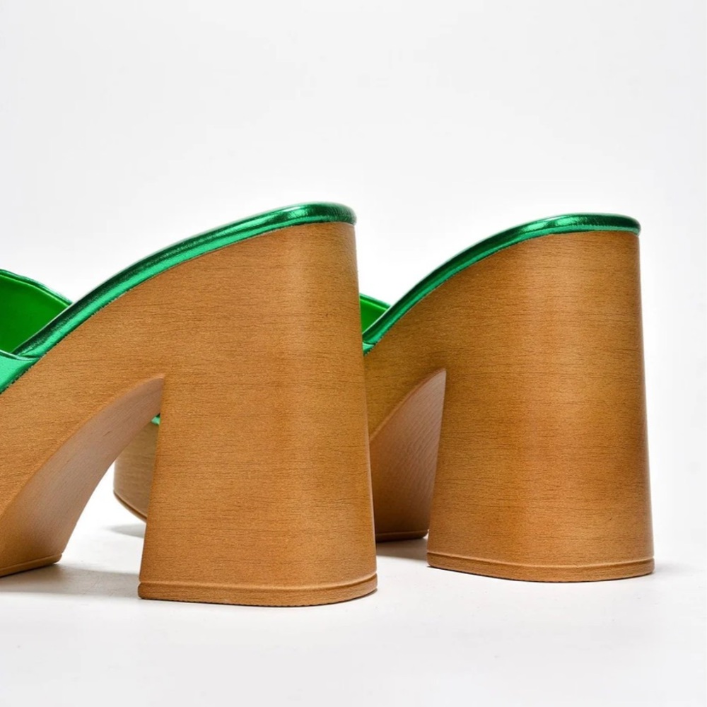 •CAPE ROBBIN• “Enisle” Green Platform Slide Sandals // NIB - Picture 6 of 16